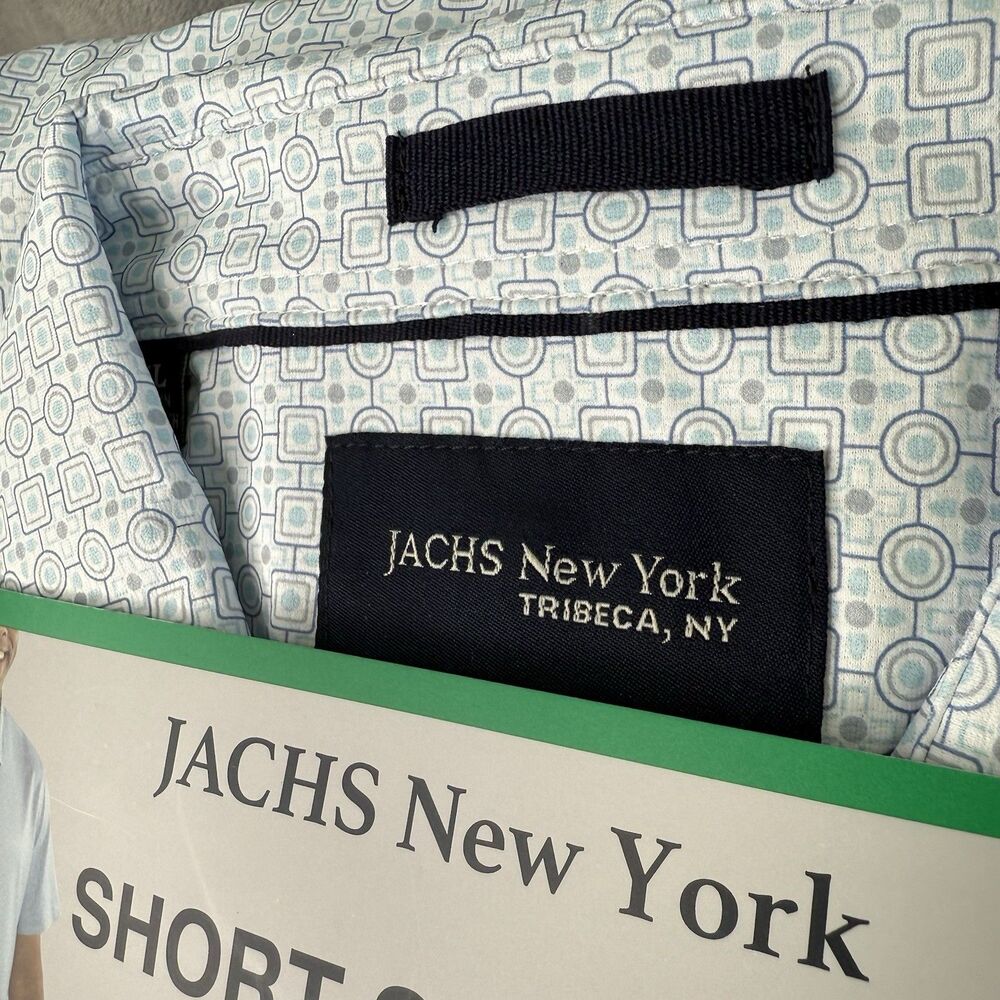 Jachs New York Men's Short Sleeved Shirt, White Printed Collared Button Up XL - Picture 4 of 6